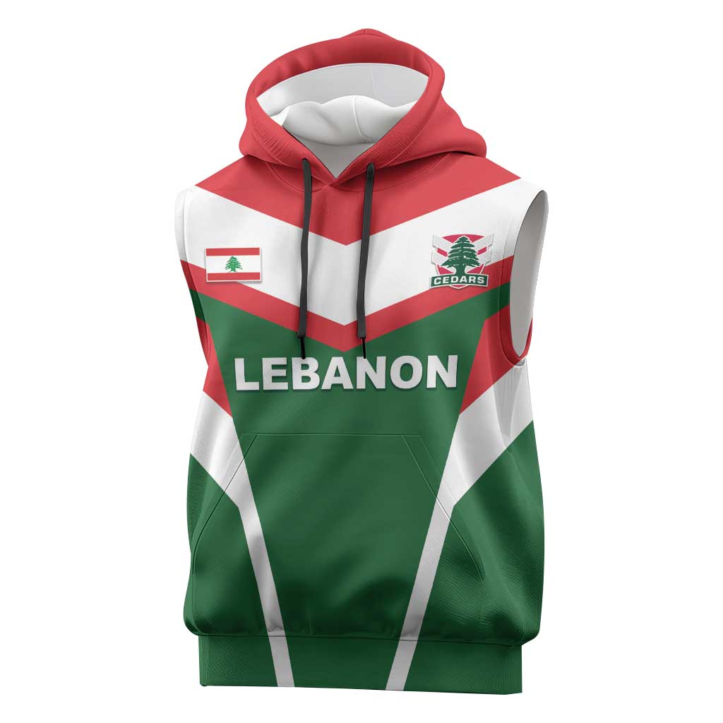 Custom Lebanon Rugby Sleeveless Hoodie Go Champions - Wonder Print Shop