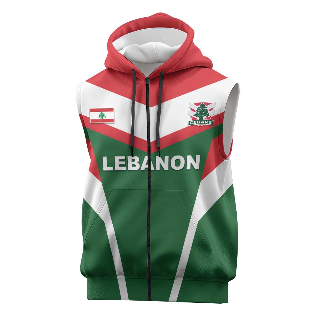 Custom Lebanon Rugby Sleeveless Zip Hoodie Go Champions - Wonder Print Shop