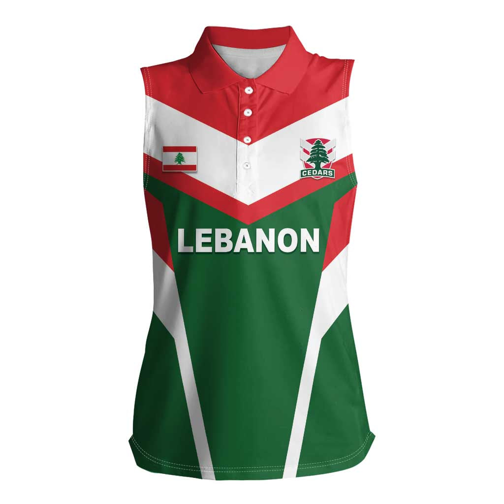 Custom Lebanon Rugby Women Sleeveless Polo Shirt Go Champions - Wonder Print Shop