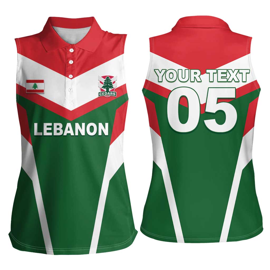 Custom Lebanon Rugby Women Sleeveless Polo Shirt Go Champions - Wonder Print Shop