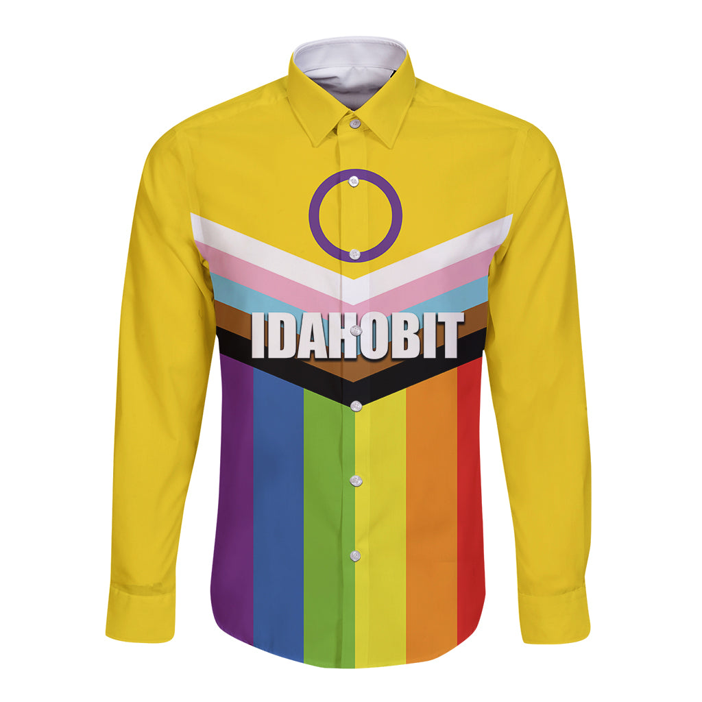 IDAHOBIT Day Long Sleeve Button Shirt LT6 - Wonder Print Shop