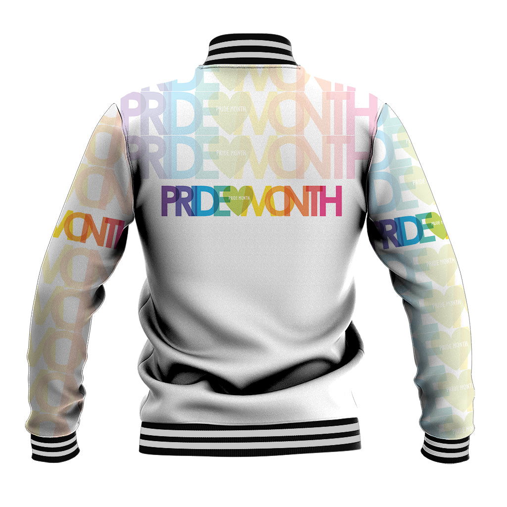 Happy Pride Month Baseball Jacket White Vibe LT6 - Wonder Print Shop