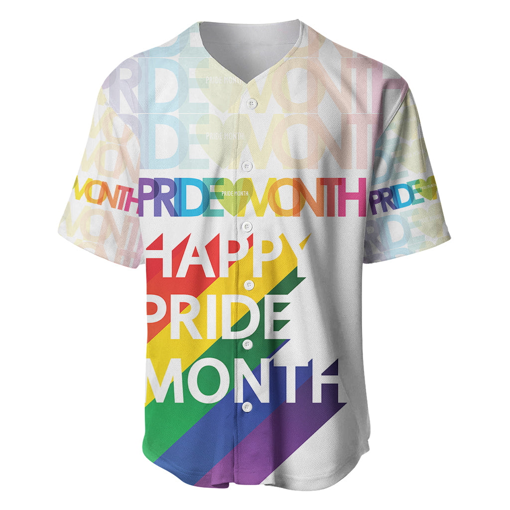 Happy Pride Month Baseball Jersey White Vibe LT6 - Wonder Print Shop