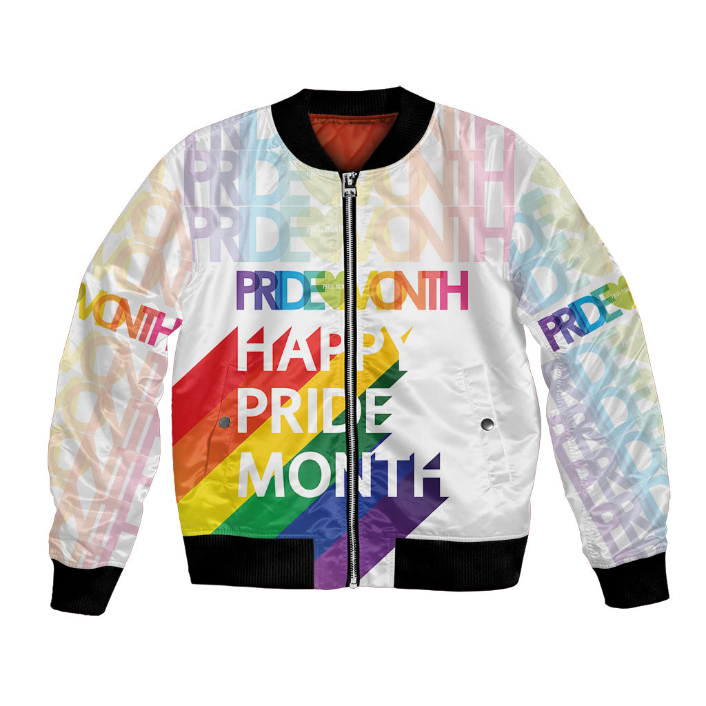 Happy Pride Month Bomber Jacket White Vibe LT6 - Wonder Print Shop