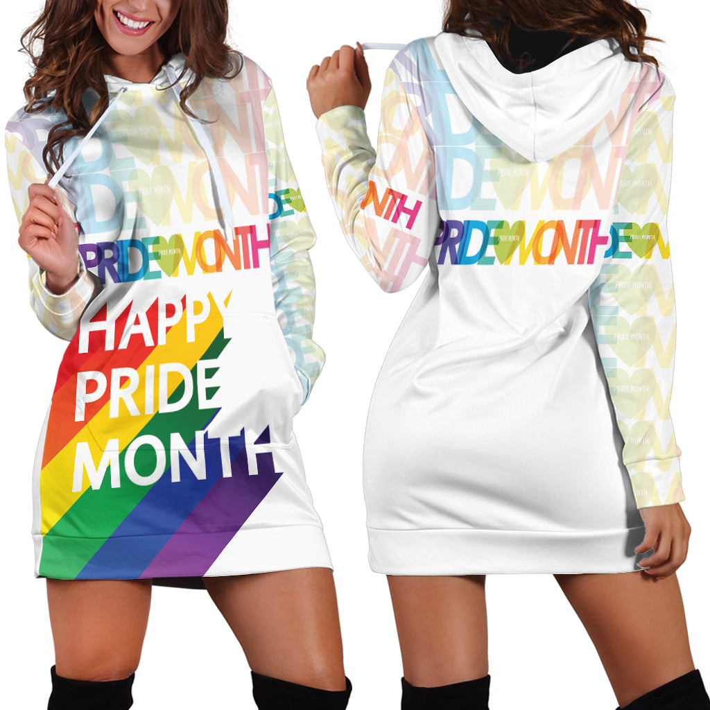 Happy Pride Month Hoodie Dress White Vibe LT6 - Wonder Print Shop