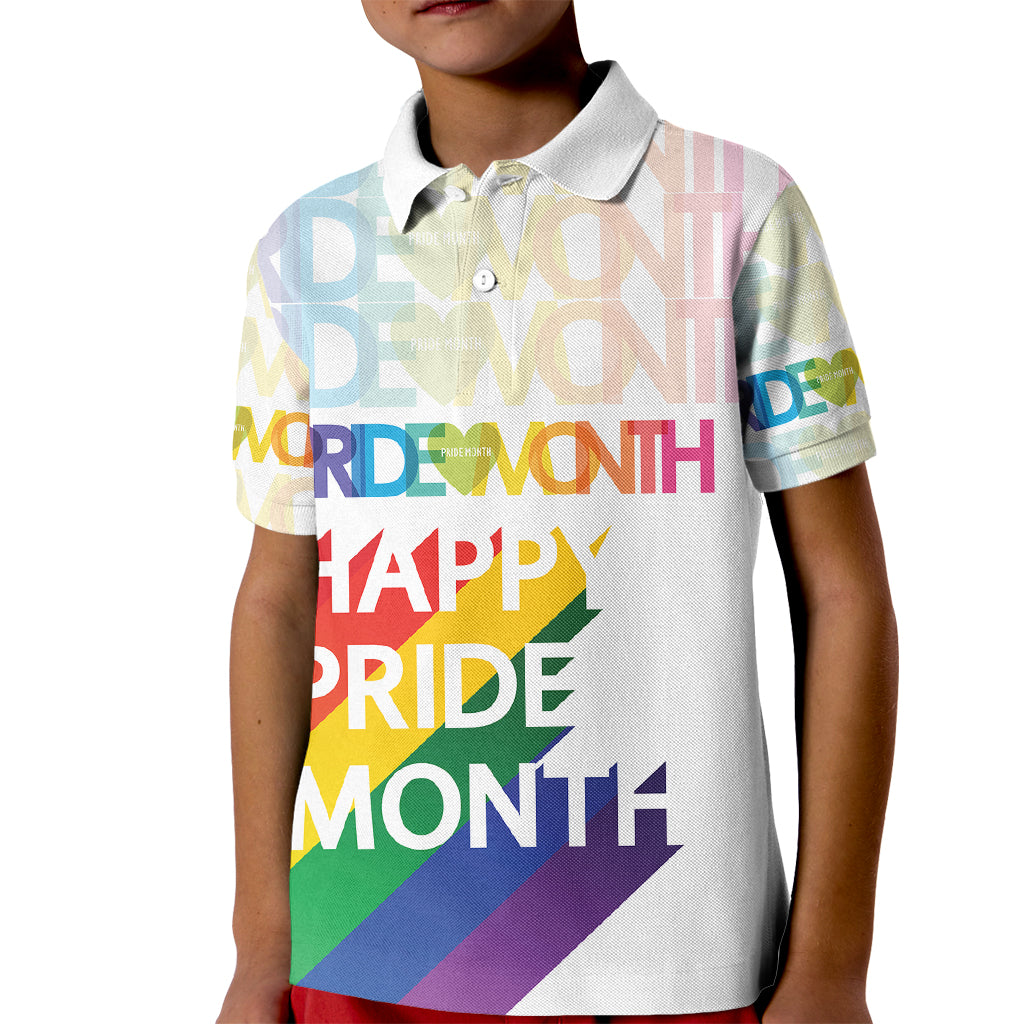 Happy Pride Month Kid Polo Shirt White Vibe LT6 - Wonder Print Shop