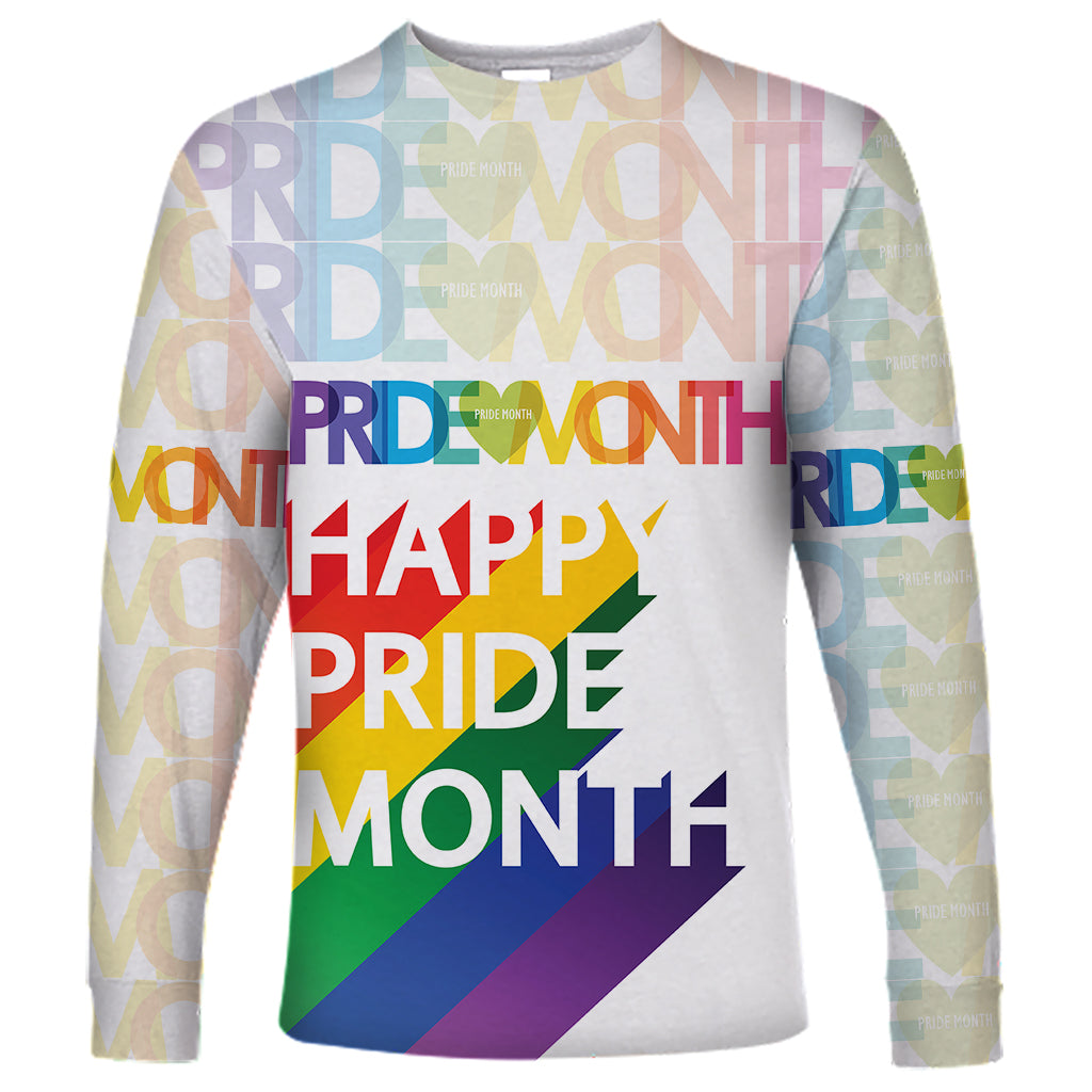 Happy Pride Month Long Sleeve Shirt White Vibe LT6 - Wonder Print Shop