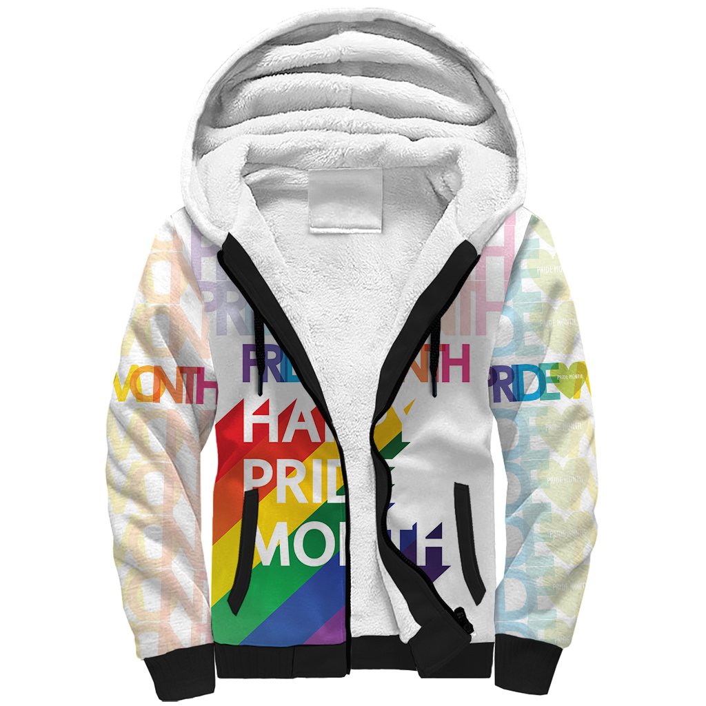Happy Pride Month Sherpa Hoodie White Vibe LT6 - Wonder Print Shop