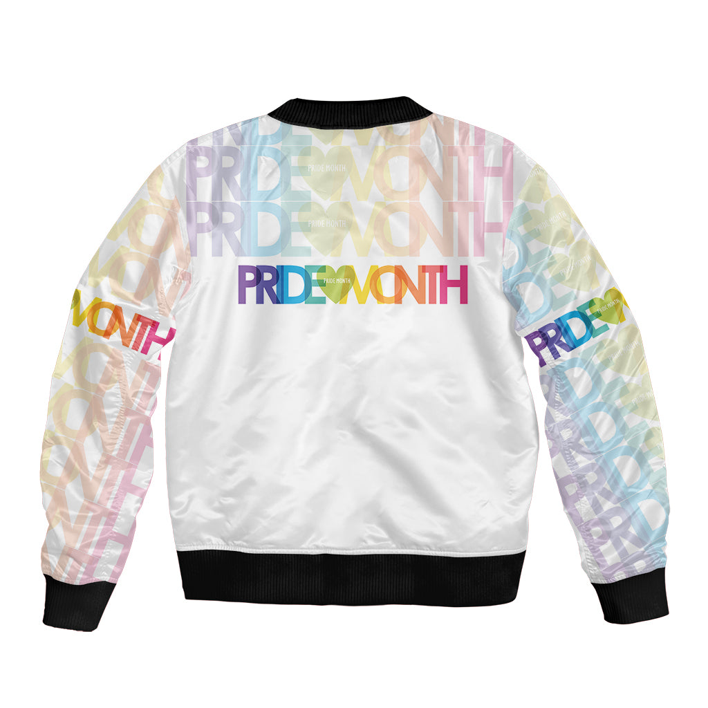 Happy Pride Month Sleeve Zip Bomber Jacket White Vibe LT6 - Wonder Print Shop