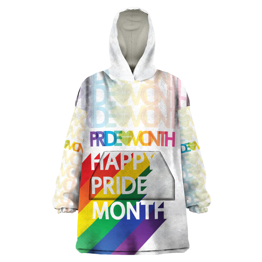 Happy Pride Month Wearable Blanket Hoodie White Vibe LT6 - Wonder Print Shop