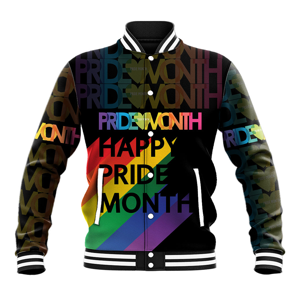 Happy Pride Month Baseball Jacket Black Vibe LT6 - Wonder Print Shop