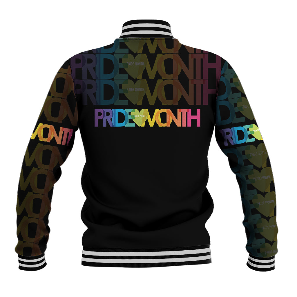 Happy Pride Month Baseball Jacket Black Vibe LT6 - Wonder Print Shop