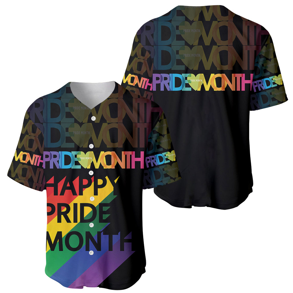 Happy Pride Month Baseball Jersey Black Vibe LT6 - Wonder Print Shop