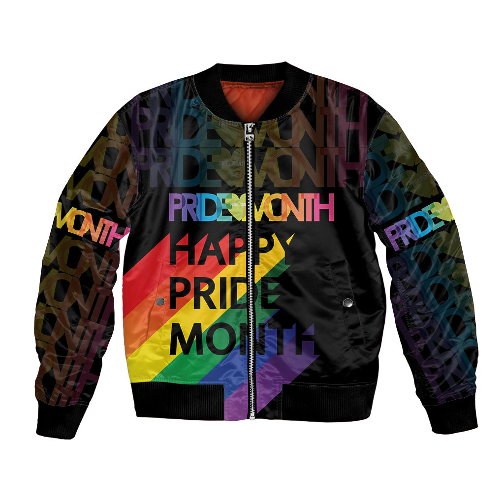 Happy Pride Month Bomber Jacket Black Vibe LT6 - Wonder Print Shop