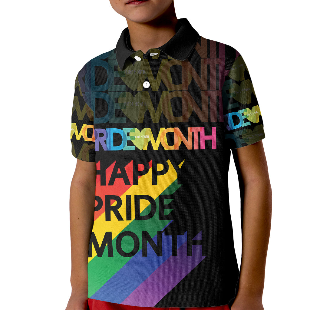 Happy Pride Month Kid Polo Shirt Black Vibe LT6 - Wonder Print Shop