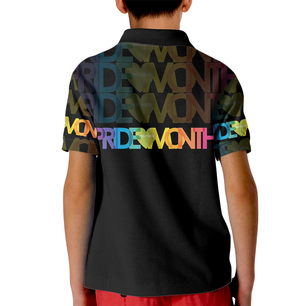 Happy Pride Month Kid Polo Shirt Black Vibe LT6 - Wonder Print Shop
