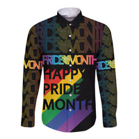 Happy Pride Month Long Sleeve Button Shirt Black Vibe LT6 - Wonder Print Shop