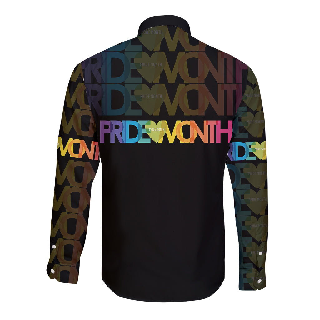 Happy Pride Month Long Sleeve Button Shirt Black Vibe LT6 - Wonder Print Shop