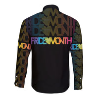 Happy Pride Month Long Sleeve Button Shirt Black Vibe LT6 - Wonder Print Shop