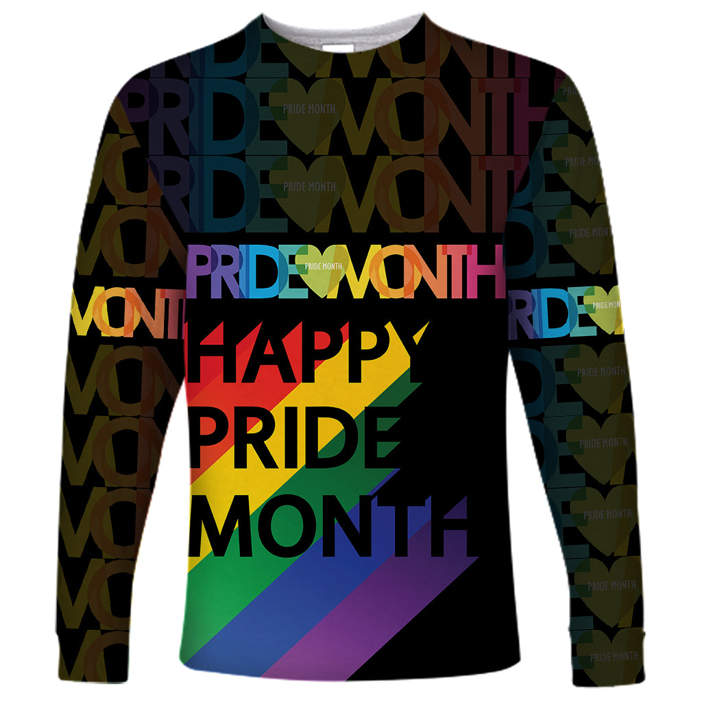 Happy Pride Month Long Sleeve Shirt Black Vibe LT6 - Wonder Print Shop