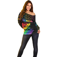 Happy Pride Month Off Shoulder Sweater Black Vibe LT6 - Wonder Print Shop
