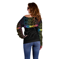 Happy Pride Month Off Shoulder Sweater Black Vibe LT6 - Wonder Print Shop