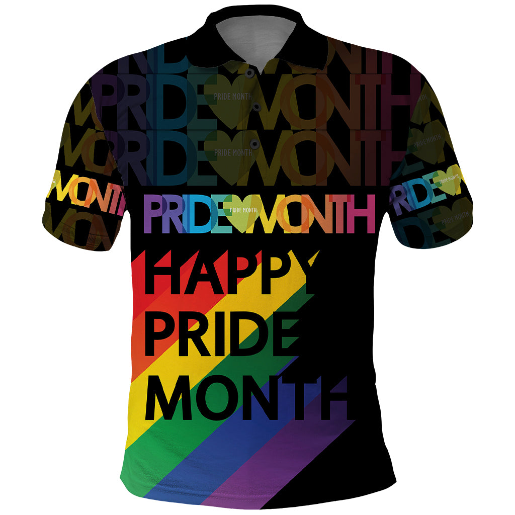 Happy Pride Month Polo Shirt Black Vibe LT6 - Wonder Print Shop
