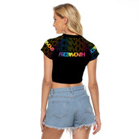 Happy Pride Month Raglan Cropped T Shirt Black Vibe LT6 - Wonder Print Shop