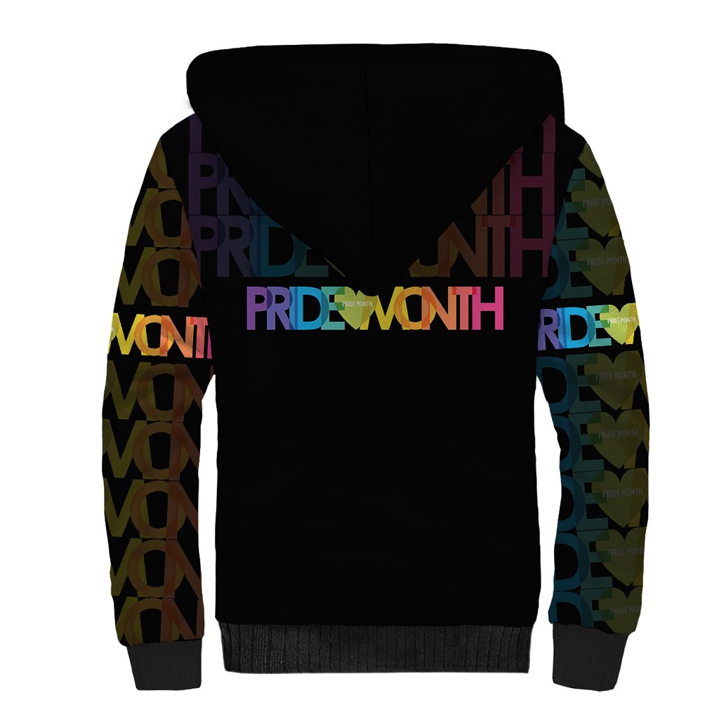 Happy Pride Month Sherpa Hoodie Black Vibe LT6 - Wonder Print Shop