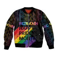Happy Pride Month Sleeve Zip Bomber Jacket Black Vibe LT6 - Wonder Print Shop