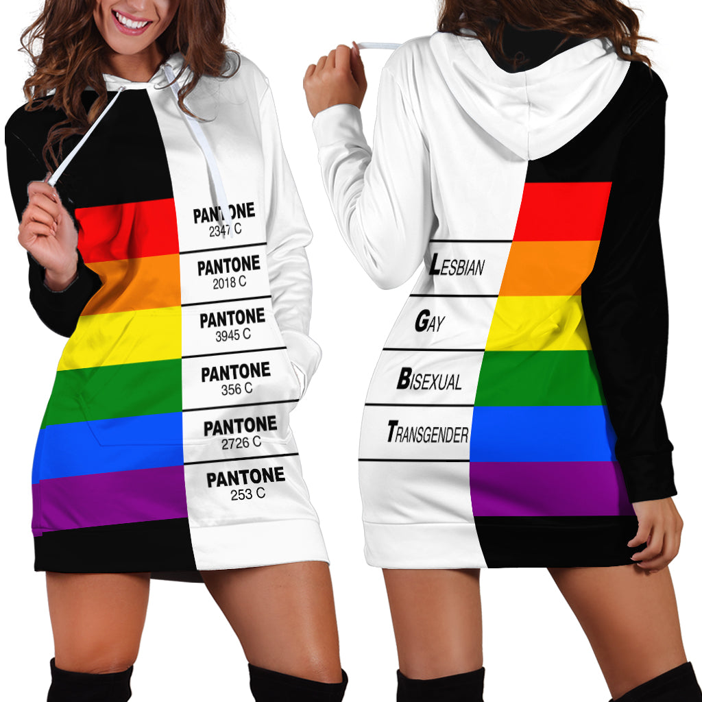 LGBT Pantone Hoodie Dress Pride LT6 - Wonder Print Shop