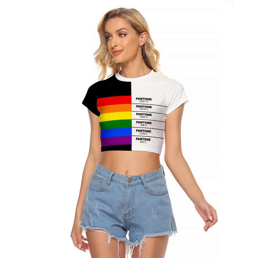 LGBT Pantone Raglan Cropped T Shirt Pride LT6 - Wonder Print Shop