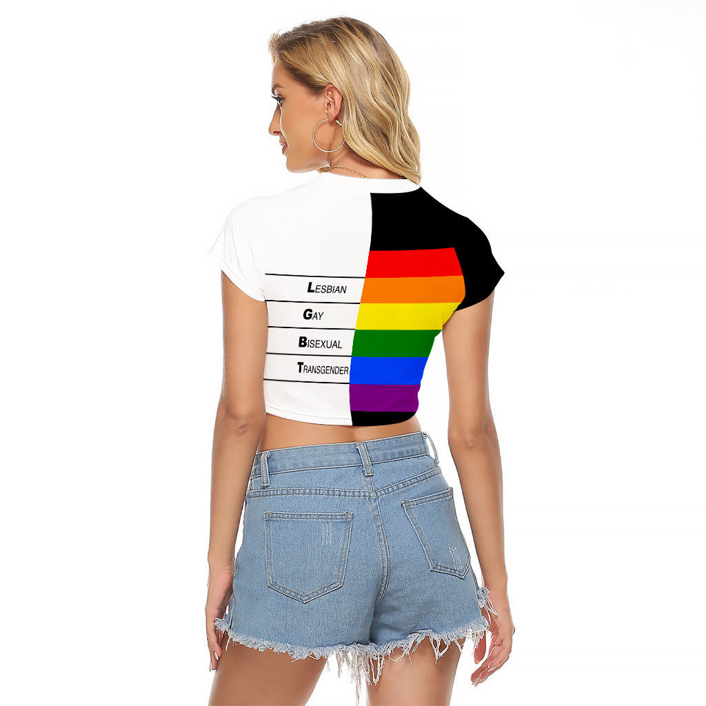 LGBT Pantone Raglan Cropped T Shirt Pride LT6 - Wonder Print Shop