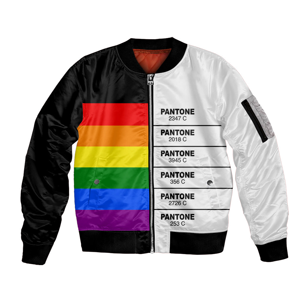 LGBT Pantone Sleeve Zip Bomber Jacket Pride LT6 - Wonder Print Shop