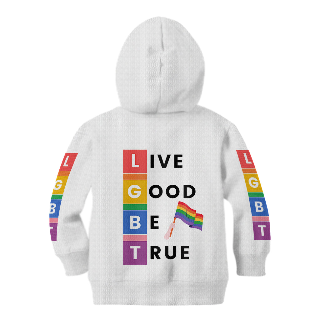 LGBT Live Good Be True Kid Hoodie White Vibe LT6 - Wonder Print Shop