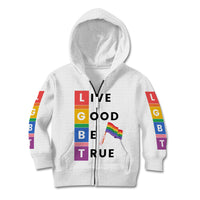 LGBT Live Good Be True Kid Hoodie White Vibe LT6 - Wonder Print Shop