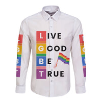 LGBT Live Good Be True Long Sleeve Button Shirt White Vibe LT6 - Wonder Print Shop
