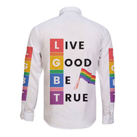 LGBT Live Good Be True Long Sleeve Button Shirt White Vibe LT6 - Wonder Print Shop