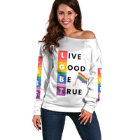 LGBT Live Good Be True Off Shoulder Sweater White Vibe LT6 - Wonder Print Shop