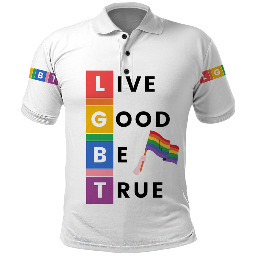 LGBT Live Good Be True Polo Shirt White Vibe LT6 - Wonder Print Shop