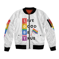 LGBT Live Good Be True Sleeve Zip Bomber Jacket White Vibe LT6 - Wonder Print Shop
