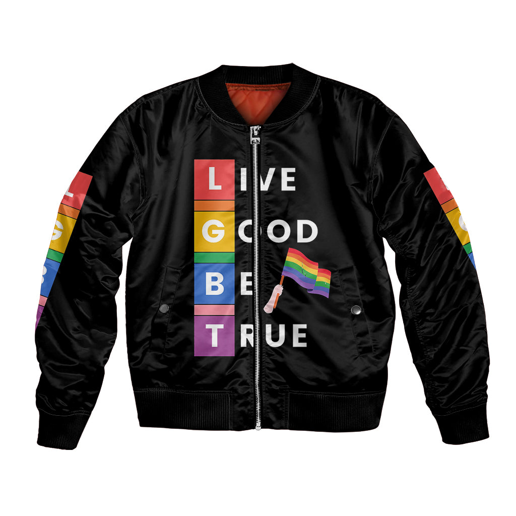 LGBT Live Good Be True Bomber Jacket Black Vibe LT6 - Wonder Print Shop