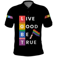 LGBT Live Good Be True Polo Shirt Black Vibe LT6 - Wonder Print Shop