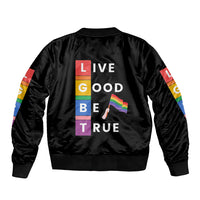 LGBT Live Good Be True Sleeve Zip Bomber Jacket Black Vibe LT6 - Wonder Print Shop