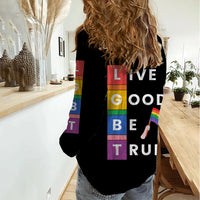 LGBT Live Good Be True Women Casual Shirt Black Vibe LT6 - Wonder Print Shop