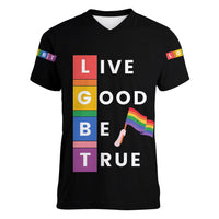 LGBT Live Good Be True Women V Neck T Shirt Black Vibe LT6 - Wonder Print Shop