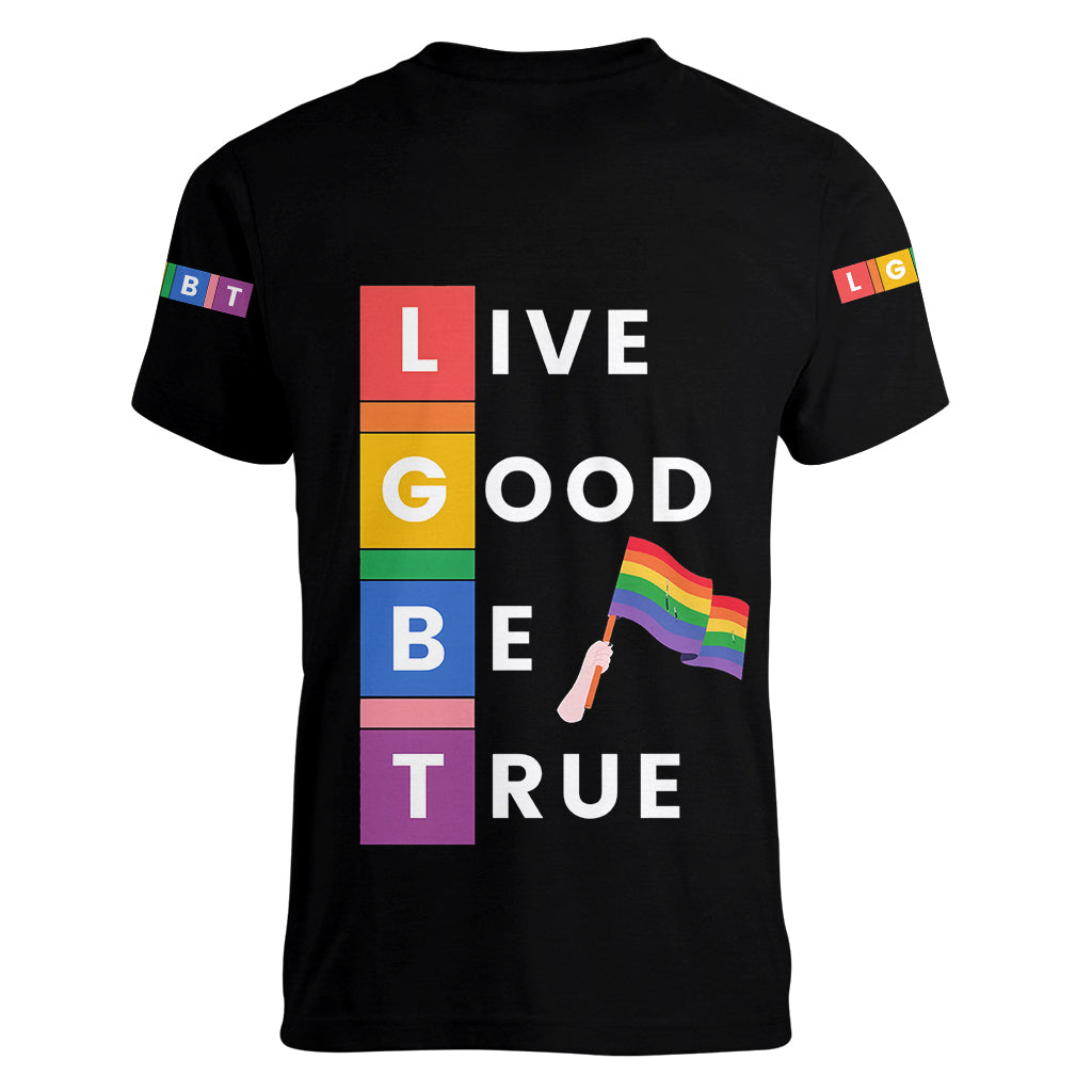 LGBT Live Good Be True Women V Neck T Shirt Black Vibe LT6 - Wonder Print Shop