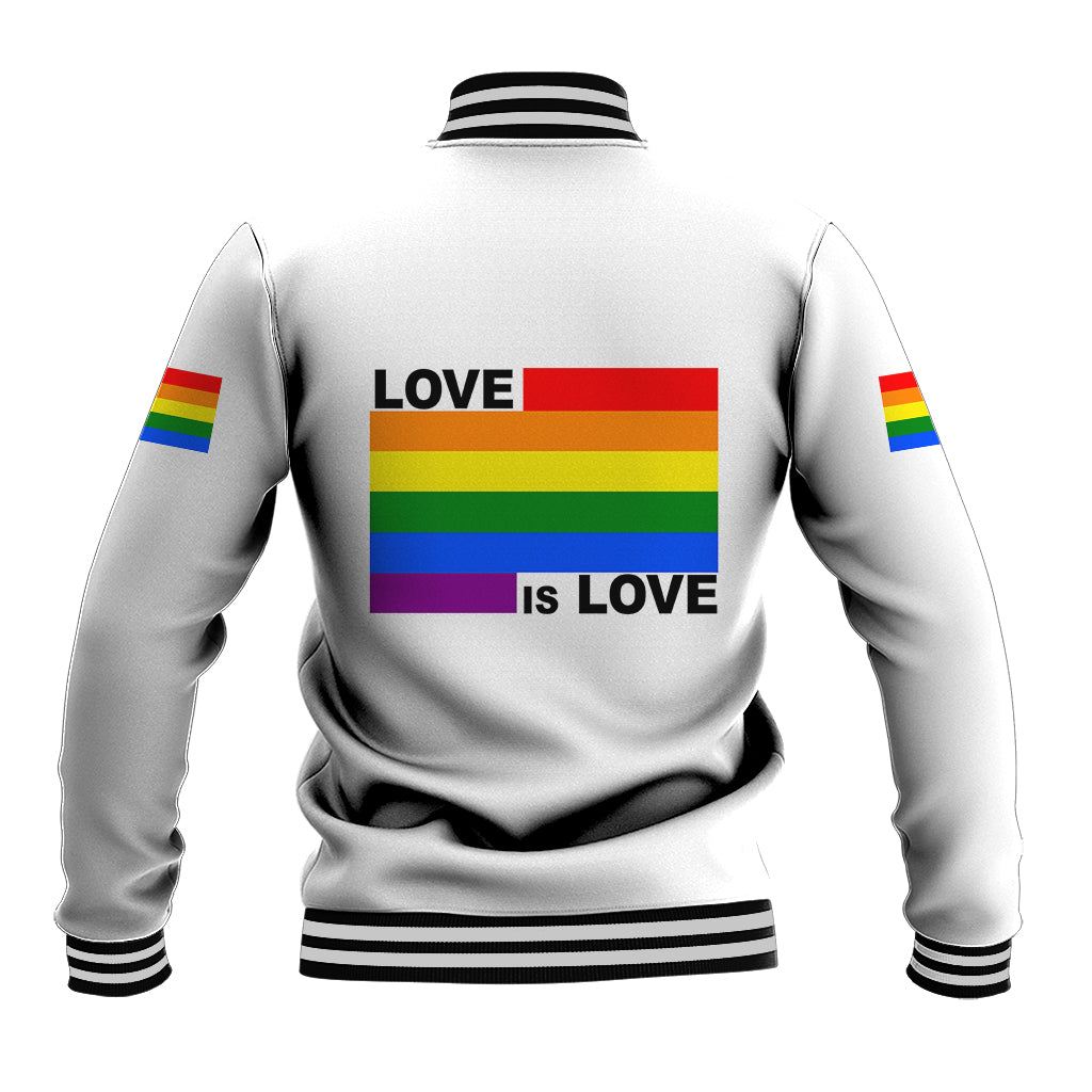 Pride Month Love Is Love Baseball Jacket White Vibe LT6 - Wonder Print Shop