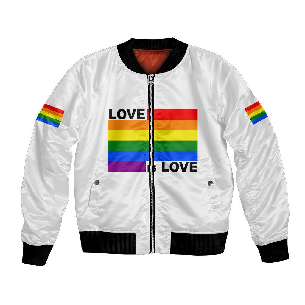 Pride Month Love Is Love Bomber Jacket White Vibe LT6 - Wonder Print Shop