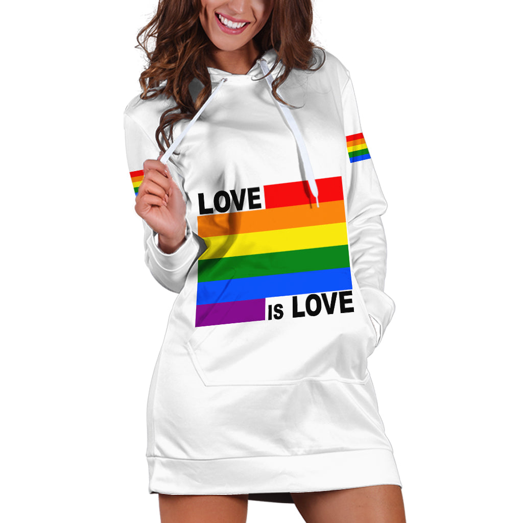 Pride Month Love Is Love Hoodie Dress White Vibe LT6 - Wonder Print Shop